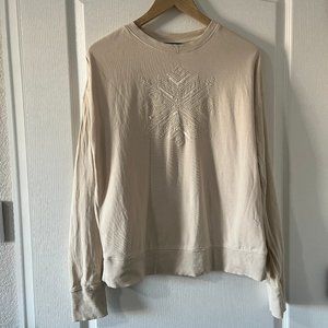 Lauren Ralph Lauren French Terry Beaded Embossed Crew Neck Sweatshirt Size Small